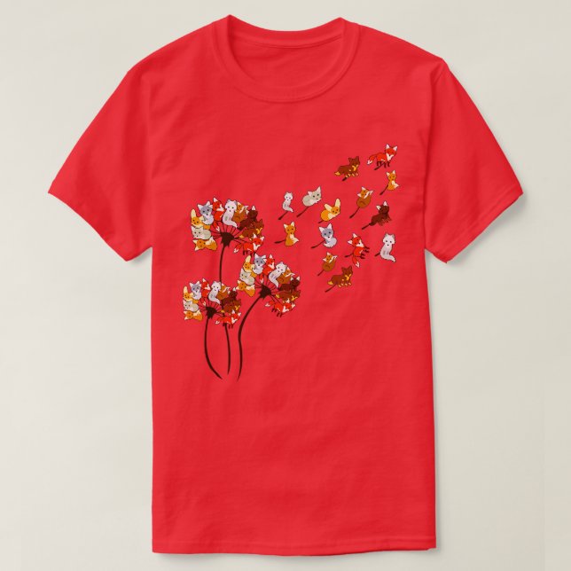 T-shirt Chemise Fox Dandelion Foxes Lover (Design devant)