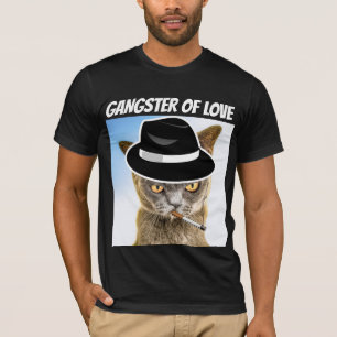 T-SHIRT CHEMISE FUNNY CAT GANGSTER DE L'AMOUR