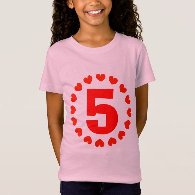 T-Shirt Chemise Girls 5th Birthday | numéro cinq avec le c (Devant)