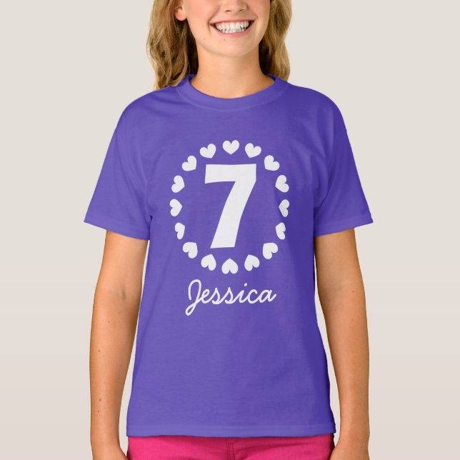 T-shirt Chemise Girls 7th Birthday | Âge de sept ans avec  (Devant)