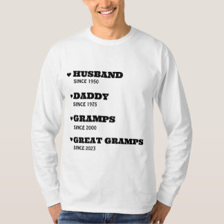 T-shirt Chemise grand-père personnalisée avec dates