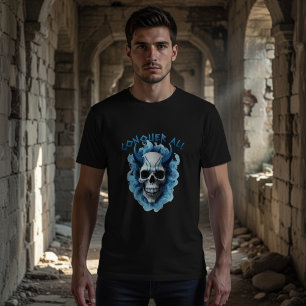 T-shirt Chemise graphique "Conquérir tout" à crâne cornu b