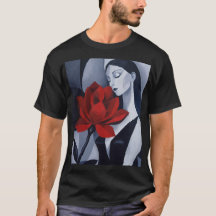 Chemise Graphique Femme à la Rose Rouge Moderne No