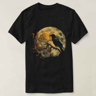 T-shirt Chemise graphique vintage corbeaux, Lune couronnée