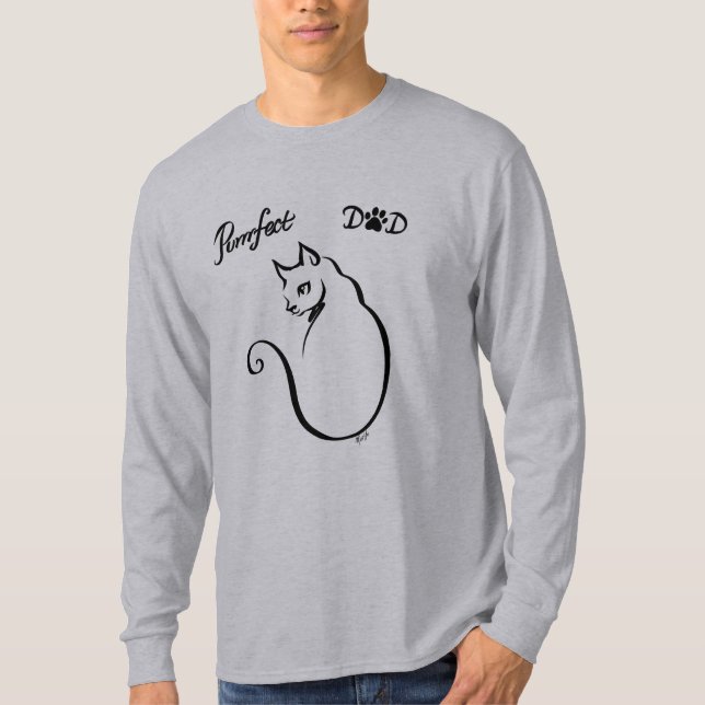 T-shirt Chemise grise de la douille de papa de chat des (Devant)