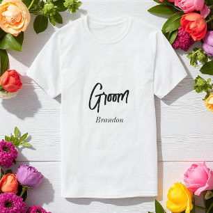 T-shirt Chemise Groom Mariage Noir Blanc Script