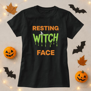 T-shirt Chemise Halloween amusante ; Jeu de visage de sorc