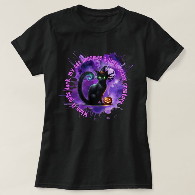 T-shirt Chemise Halloween Chat (Design devant)