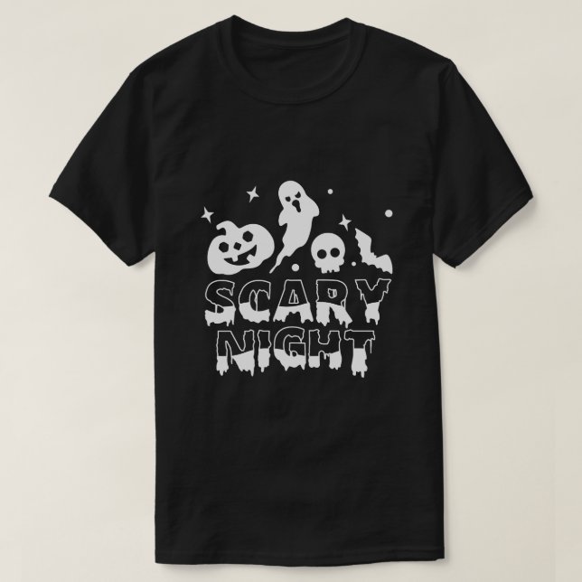 T-shirt Chemise Halloween de nuit effrayante (Design devant)