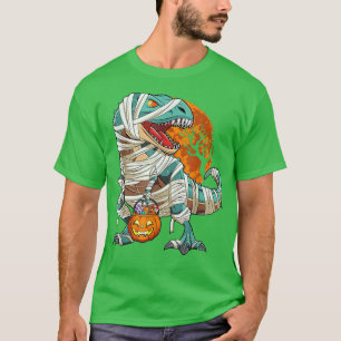 T-shirt Chemise Halloween Dinosaur T rex Momie Citrouille