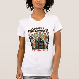 T-shirt Chemise Halloween Maison Hantée avec Fantôme Vinta