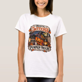 T-shirt Chemise Halloween Rustique pour Sorcière et son Ch