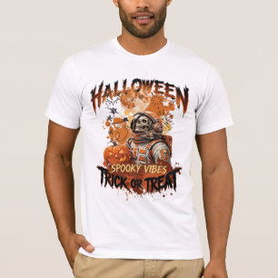 T-shirt Chemise Halloween Spooky Vibes Astronaute Squele