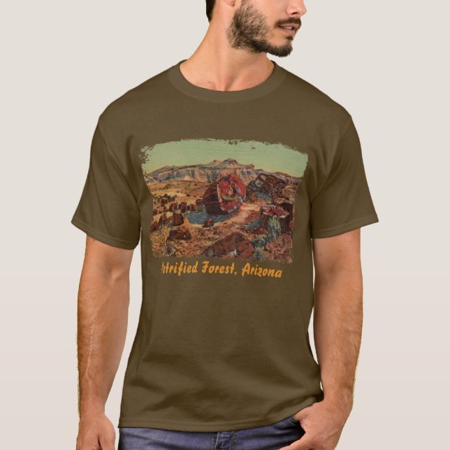 T-shirt Chemise homme peinte en forêt pétrifiée (Devant)