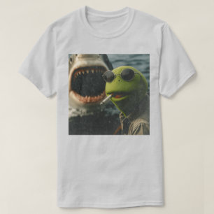 T-shirt Chemise Humour Noir Requin Grenouille Drôle, Ciném