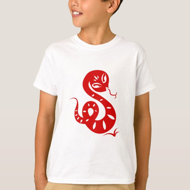 T-SHIRT CHEMISE ILLUSTRÉE PAR SERPENT CHINOIS DU ZODIAQUE (Devant)