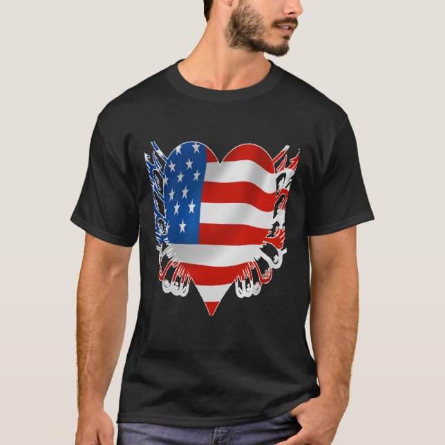 T-shirt Chemise imprimée au drapeau américain (Devant)