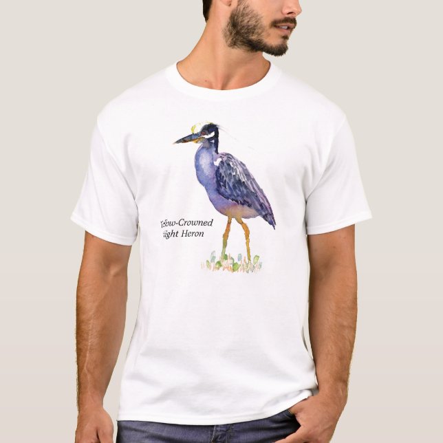 T-shirt Chemise Jaune-Couronnée de héron de nuit (Devant)