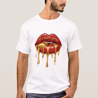 T-shirt Chemise Je Te Désire - Lèvres au Goutte à Or