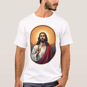 T-shirt Chemise Jésus Aube Crête Gravure Vintage