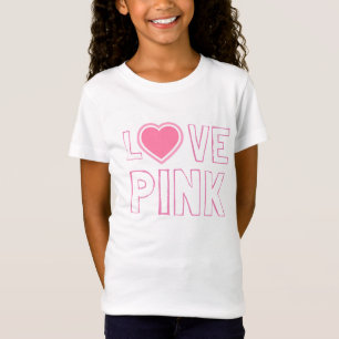 T-Shirt Chemise jeunesse/Aimer rose avec coeur rose