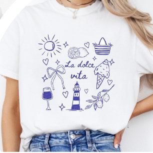 T-shirt Chemise La Dolce Vita Bleu Coquette Été Italien