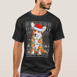 T-shirt Chemise Laide Style Xmas Lumières Santa Corgi Chie