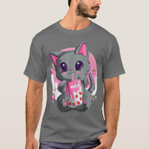 T-shirt Chemise Lait Fraise Pour Femmes Filles, Kawaii Ani