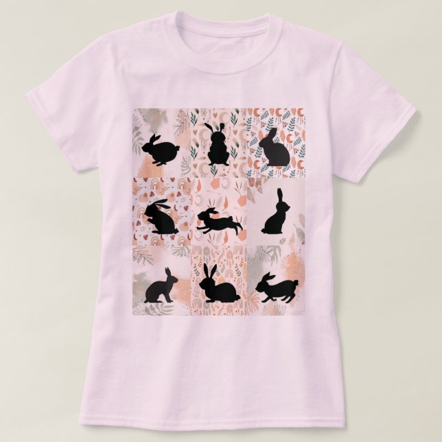 T-shirt Chemise Lapin Boho, Chemises Matching, Floral (Design devant)