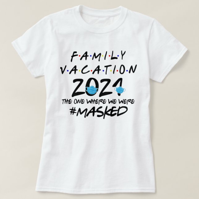 T-shirt Chemise Masque Vacances Famille (Design devant)