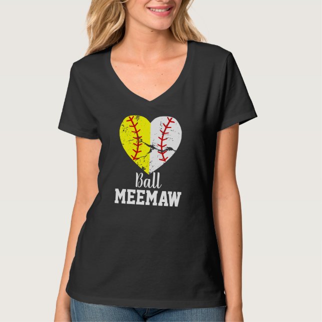 T-shirt Chemise Meemaw de softball et de baseball (Devant)