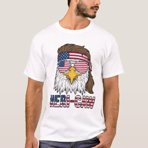 T-shirt Chemise Meri-Caw Aigle Patriotique Gravure Vintage