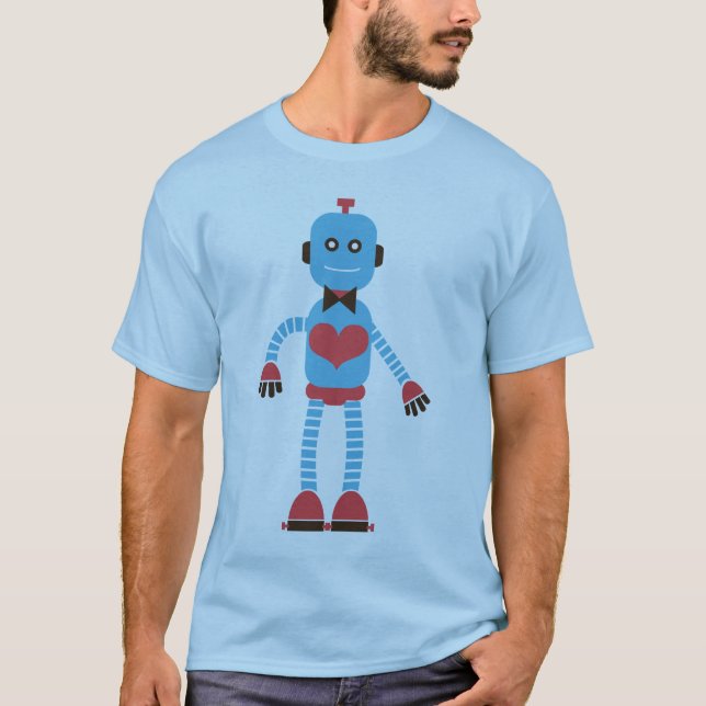 T-shirt Chemise mignonne de couples de robot (sienne) (Devant)