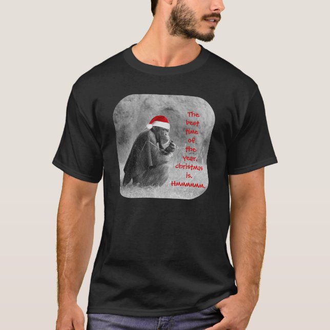 T-shirt Chemise mignonne de Noël "Yoda-comme" le chimpanzé (Devant)