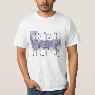 T-shirt Chemise moderne bleue à motif de canne à bonbons