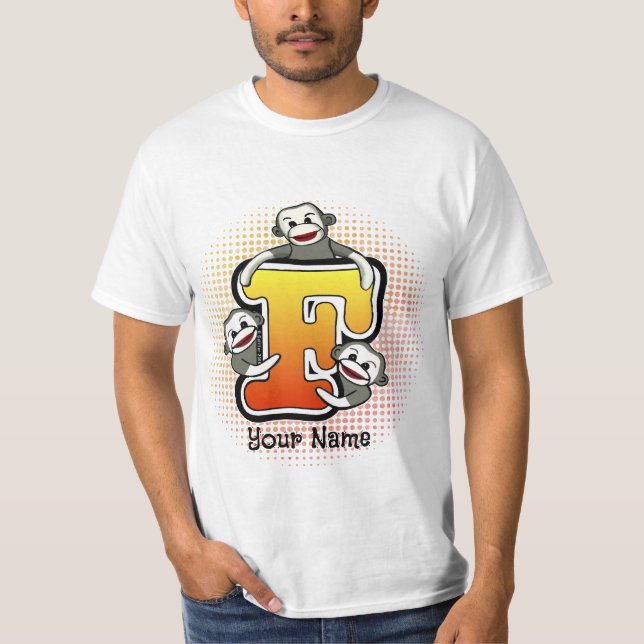 T-shirt Chemise Monogramme F Singe Chaussette (Devant)