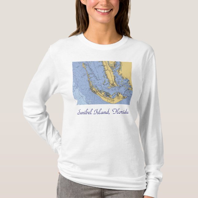 T-shirt Chemise nautique de diagramme d'île de Sanibel, la (Devant)