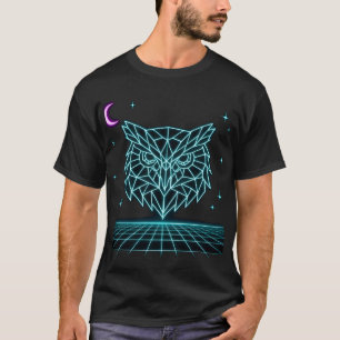 T-shirt Chemise Neon Owl Synthwave - Veilleur de Nuit Rétr
