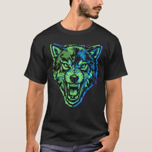 T-shirt Chemise Néon Wolf Legion  Cyberpunk Wolf Graphic T
