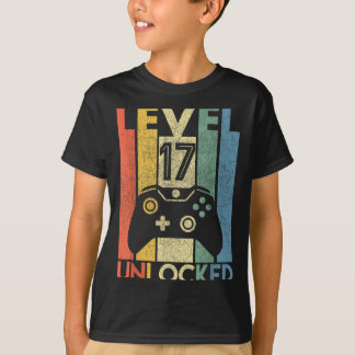 T-shirt Chemise Niveau 17 Débloqué Drôle de Joueur de Jeu