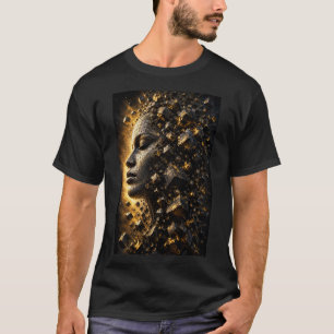 T-shirt Chemise noire avec cubes de visage fragmenté 3D