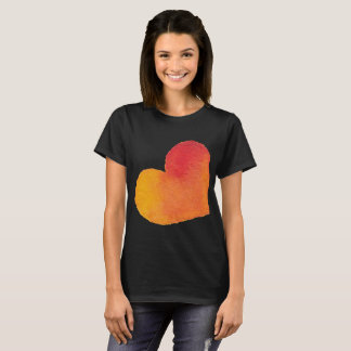 T-shirt chemise noire de coeur de l'aquarelle 3x