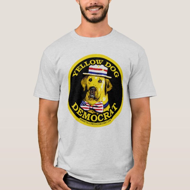 T-shirt Chemise noire de Démocrate de chien jaune (Devant)