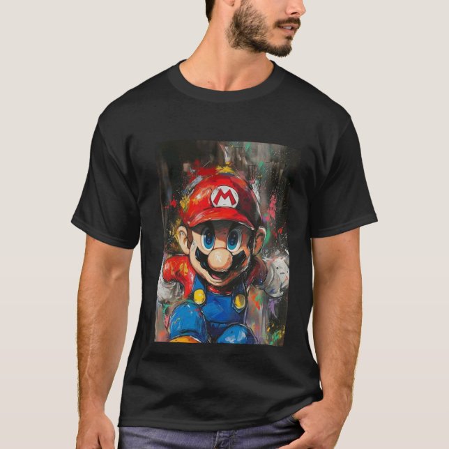 T-shirt "Chemise noire du logo Super Mario" (Devant)