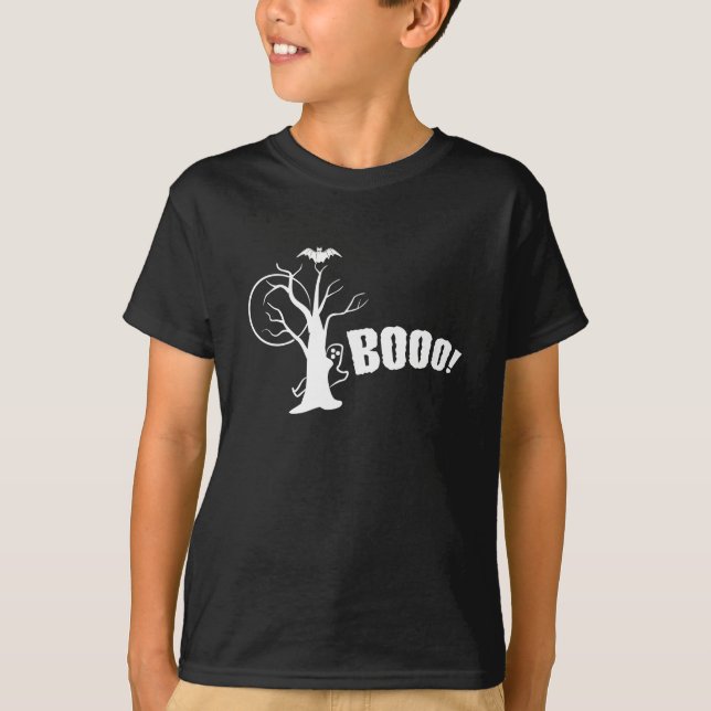 T-shirt Chemise noire Halloween Booo (Devant)