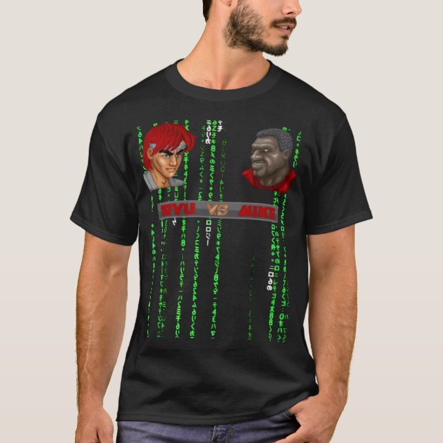 T-SHIRT CHEMISE NOIRE RYU VS MIKE LOGO MATRIX PAR SAMURAI  (Devant)