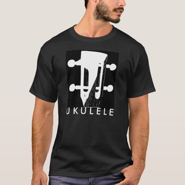 T-shirt Chemise noire Ukulele (Devant)
