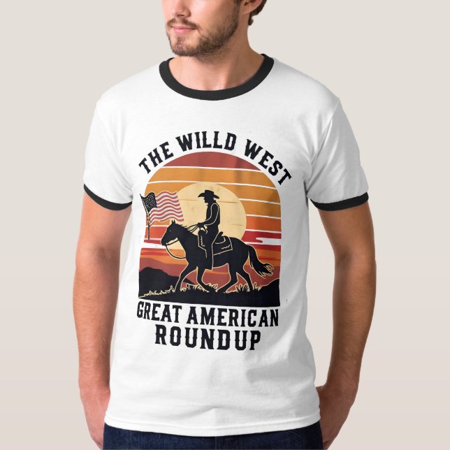 T-shirt chemise occidentale mens, chemise occidentale masc (Devant)