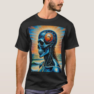 T-shirt Chemise océanique Coucher de soleil sur le crâne g