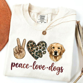 T-shirt Chemise Paix Amour Chiens | Cadeau de maman Golden